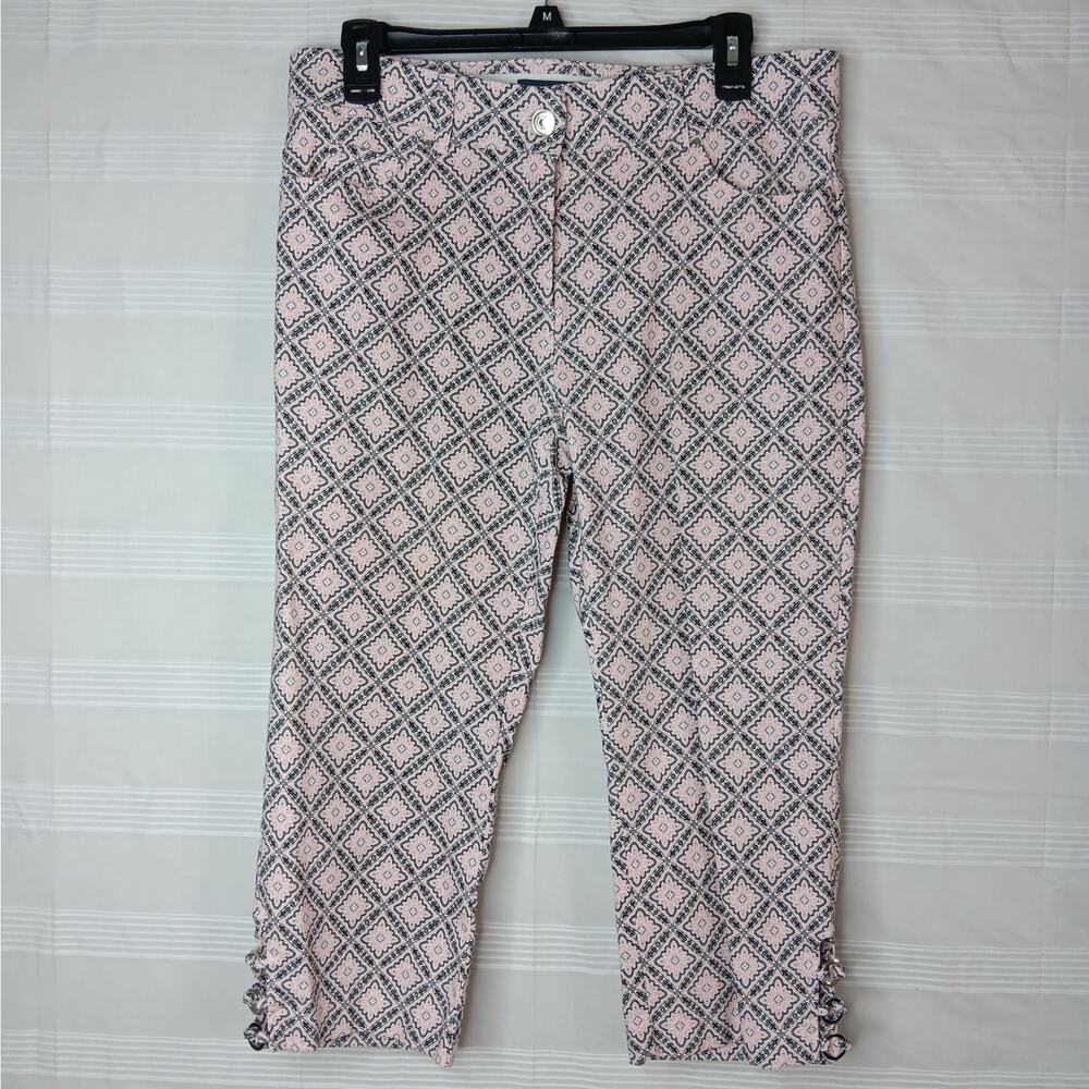 Verve Blues Pink Floral Capri Cropped Pants Women's Size 12